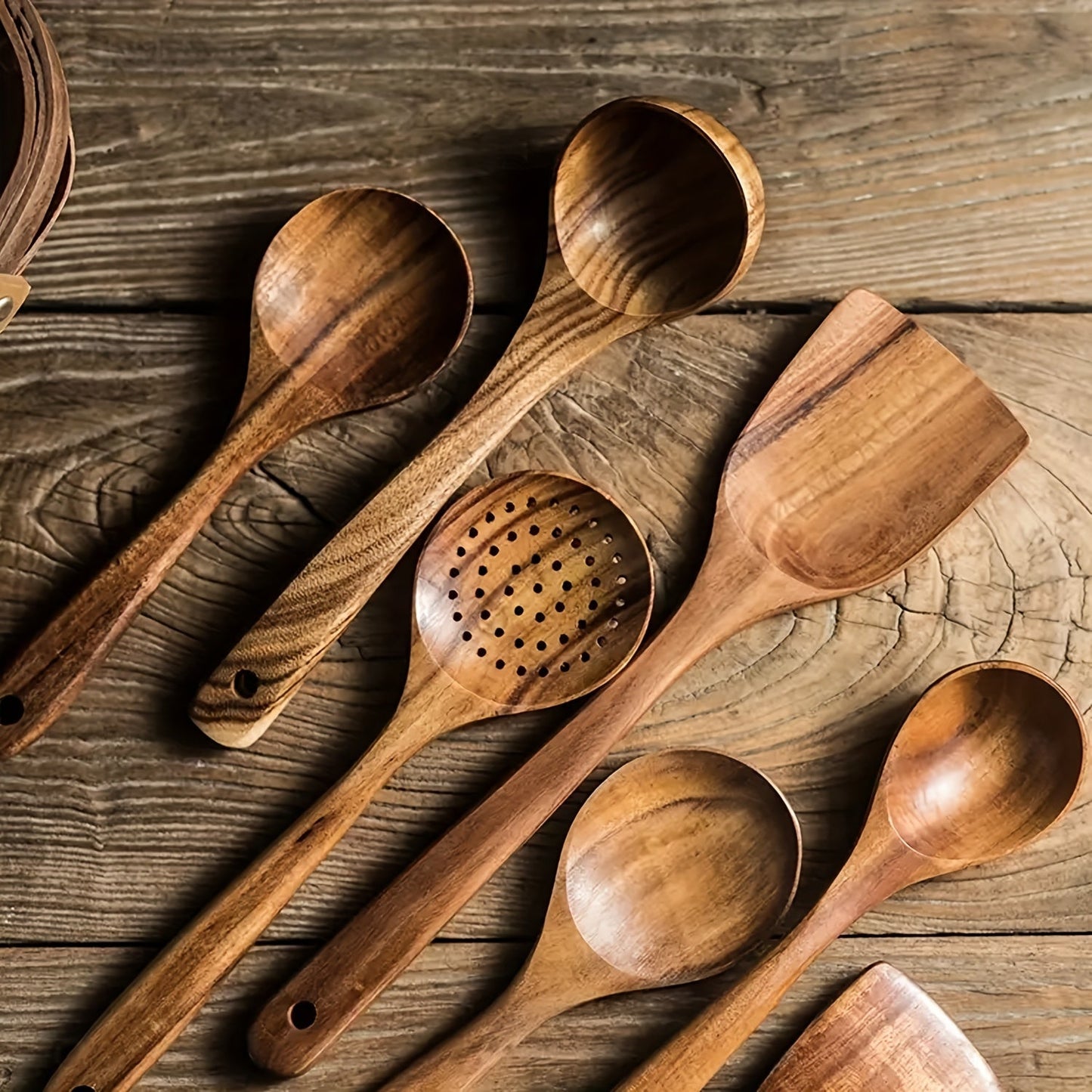5-Piece Premium Wooden Utensil Set – Eco-Friendly & Stylish