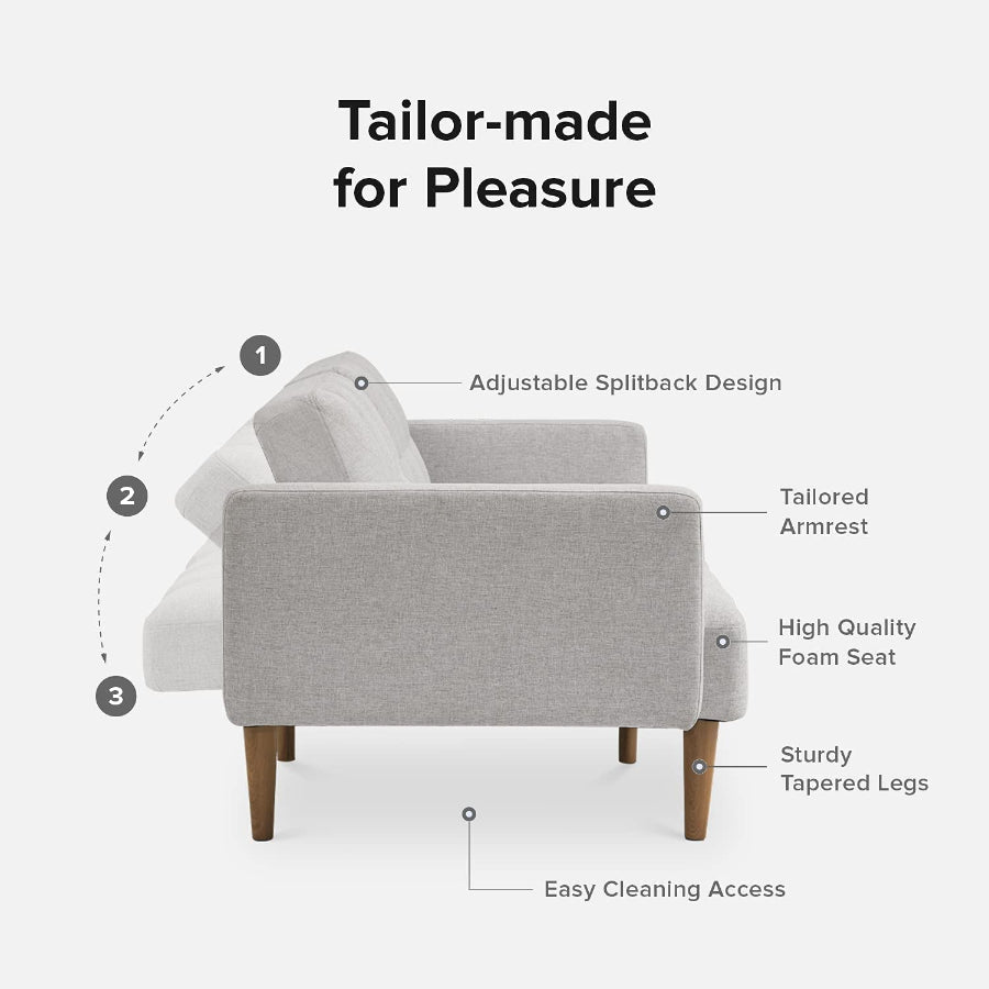 Gray Fabric Twin Futon Sofa Bed – Compact & Stylish Sleeper