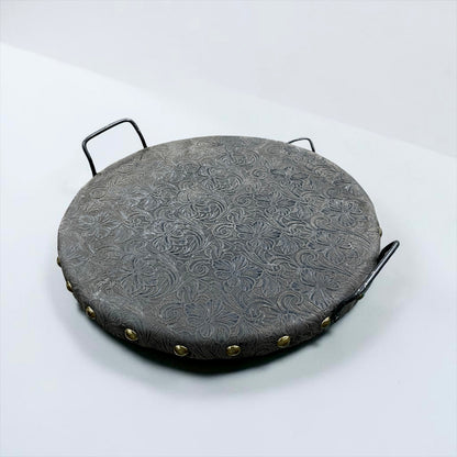 Tooled Genuine Round Wood Trays