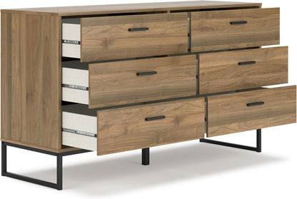 6-Drawer Mid-Century Dresser – Modern Storage with Pewter Handles