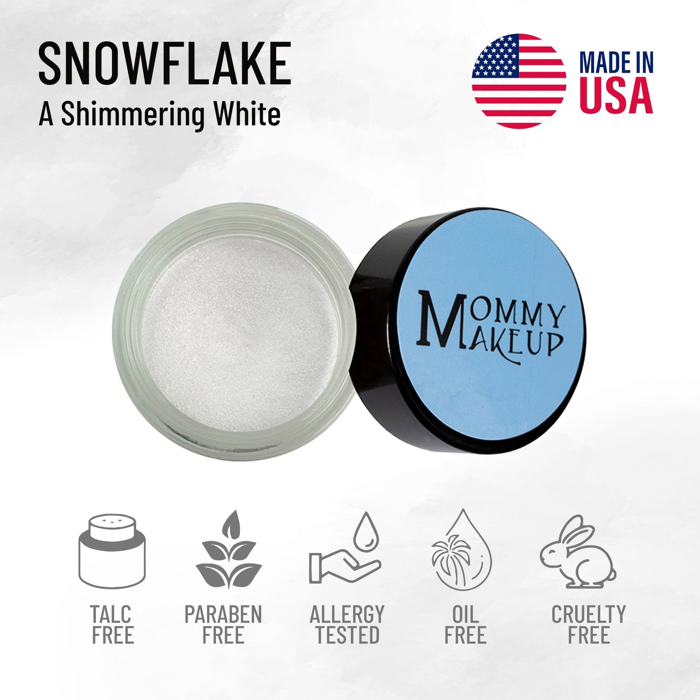 Snowflake Any Wear Creme - A Waterproof Multi-tasking creme to powder product for eyes, cheeks & lips. Can be worn anywhere