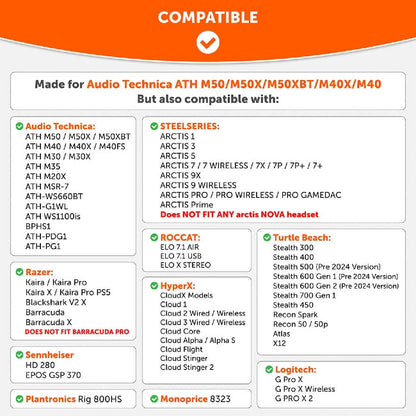 ATH M50X Earpads - Velour Hybrid