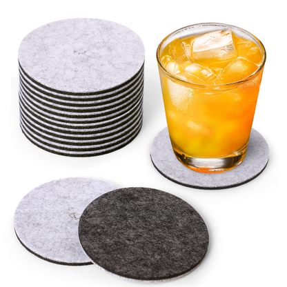 Premium Felt Coasters for Drink Set of 18 Pcs - (Round)
