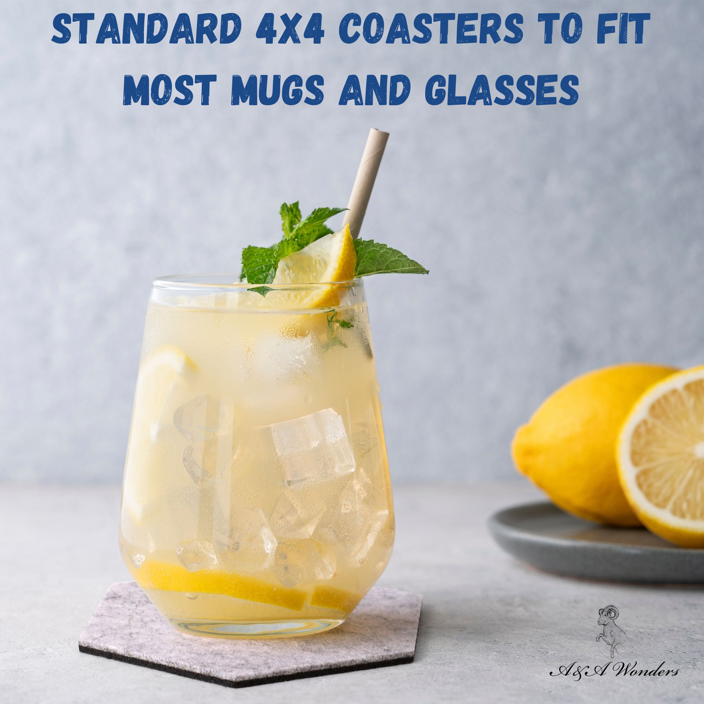 Premium Felt Coasters for Drink Set of 18 Pcs - (hexagon)