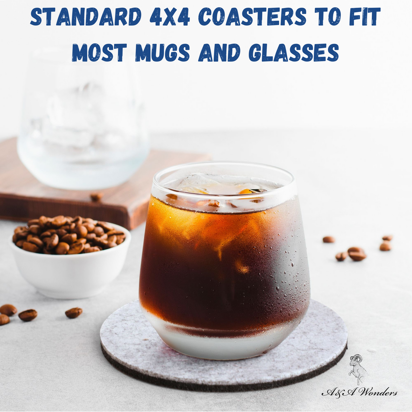 Premium Felt Coasters for Drink Set of 18 Pcs - (Round)