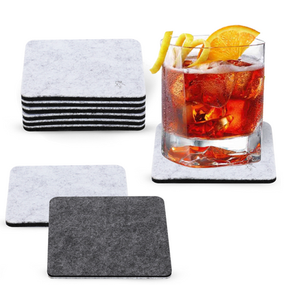 Premium Felt Coasters for Drink Set of 18 Pcs - (square)
