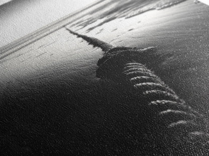 Ocean Rope Shore, Nautical Minimalism, Seaside Monochrome, Black and White Calm, Framed Canvas Print, Bedroom Wall Art, Coastal Decor