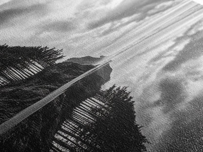 Ocean Cliff Reflection, Dramatic Coastline Art, Cloudy Sky Canvas, Framed Canvas Print, Living Room Wall Art, Moody Landscape Photography