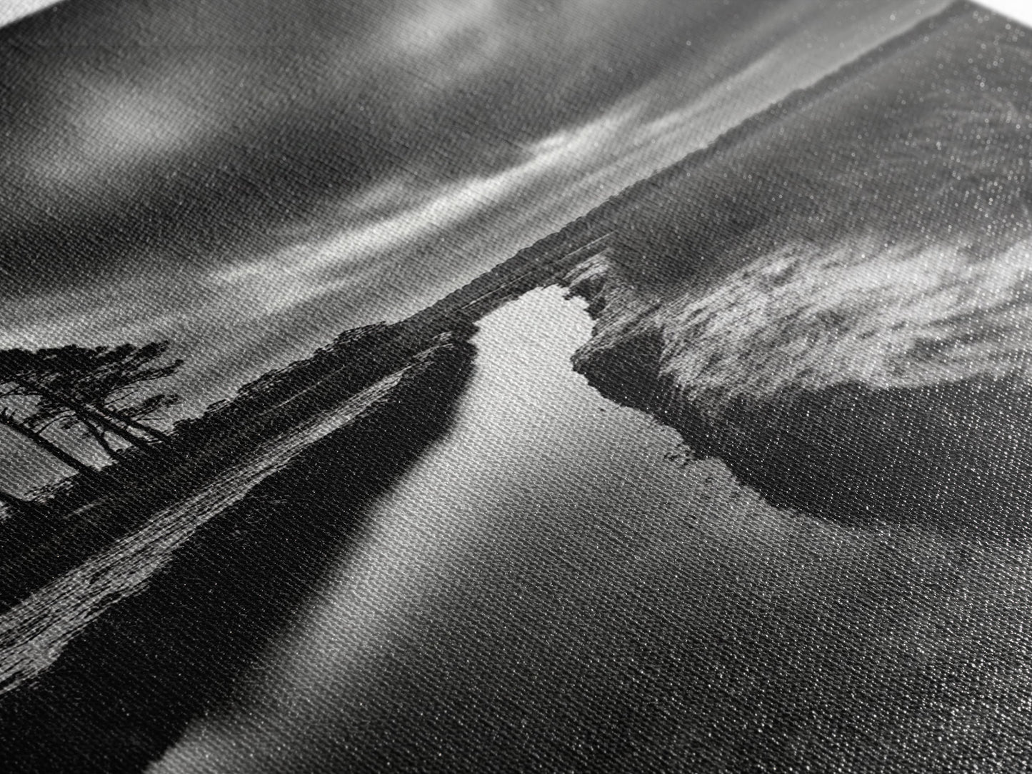 Misty Marsh Path, Moody Landscape, Nature Wall Decor, Living Room Art, Canvas Print, Black and White Photography, Autumn Wall Art