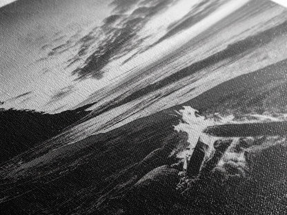 Shoreline fire night, beach flames, evening waves, rustic warmth, Canvas Print, Autumn decor, outdoor adventure minimalist wall art