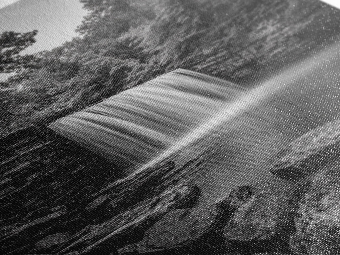 Waterfall Serenity, Nature Escape, River Rock Flow, Bedroom Wall Decor, Framed Canvas Print, Modern Rustic Forest Wall Art