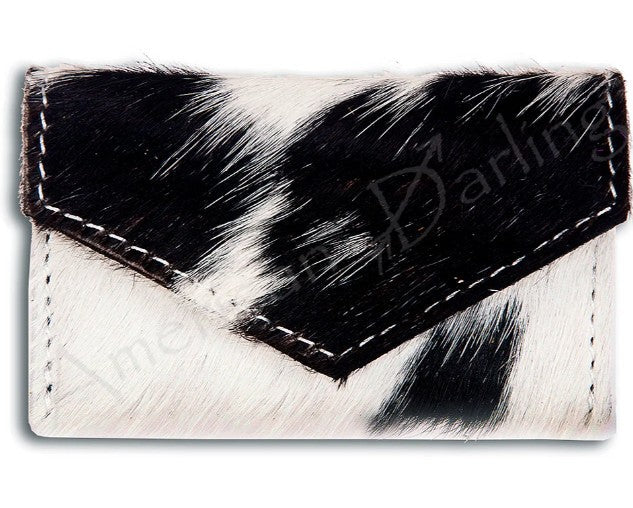 Black & White Hair-On Cowhide Envelope Card Holder