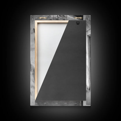 Bank Vault Door, Industrial Design, Urban Texture, Canvas Print, Masculine Office Decor, Steampunk Wall Art, Black White Print