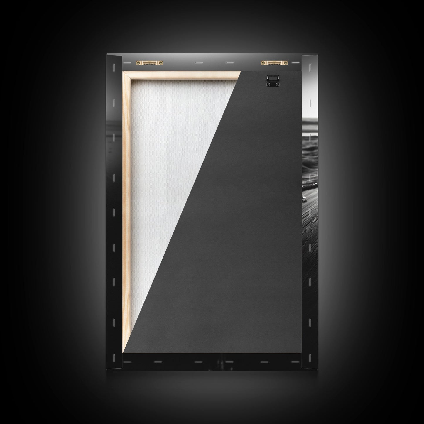 Ocean Rope Shore, Nautical Minimalism, Seaside Monochrome, Black and White Calm, Framed Canvas Print, Bedroom Wall Art, Coastal Decor