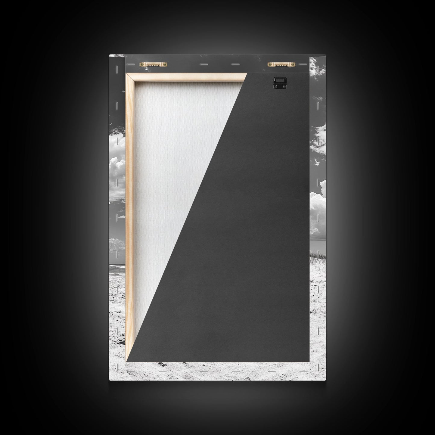 Beach Umbrella, Sunny Escape, Coastal Cloudscape, Framed Canvas Print, Summer Vibe Wall Art, Outdoor Living Decor, Travel Mood