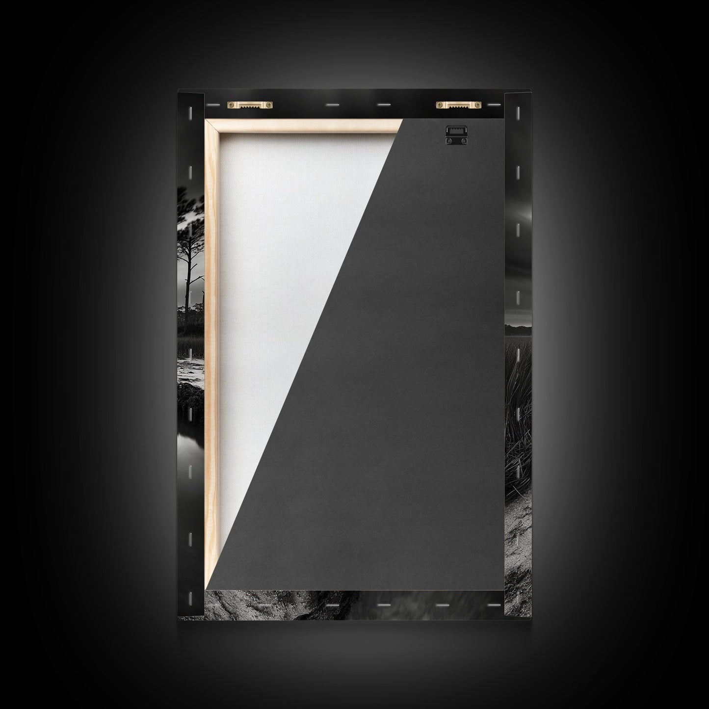 Misty Marsh Path, Moody Landscape, Nature Wall Decor, Living Room Art, Canvas Print, Black and White Photography, Autumn Wall Art