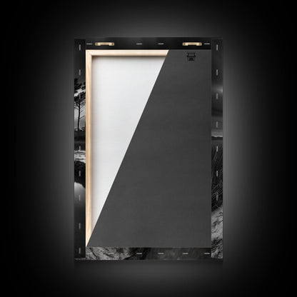 Misty Marsh Path, Moody Landscape, Nature Wall Decor, Living Room Art, Canvas Print, Black and White Photography, Autumn Wall Art