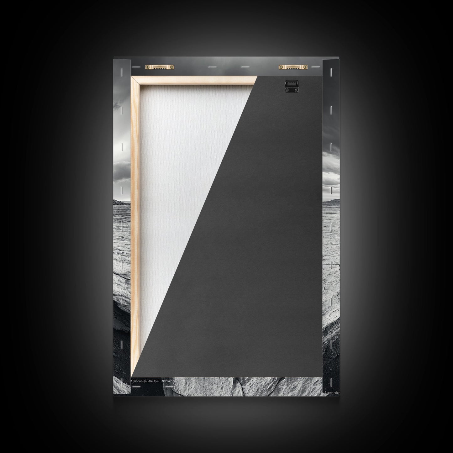 Monument Valley Cliff, Desert Rockscape, Framed Canvas Print, Western Wall Art, Office Decor, Black and White Photography