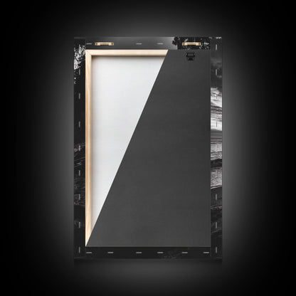 Shoreline fire night, beach flames, evening waves, rustic warmth, Canvas Print, Autumn decor, outdoor adventure minimalist wall art