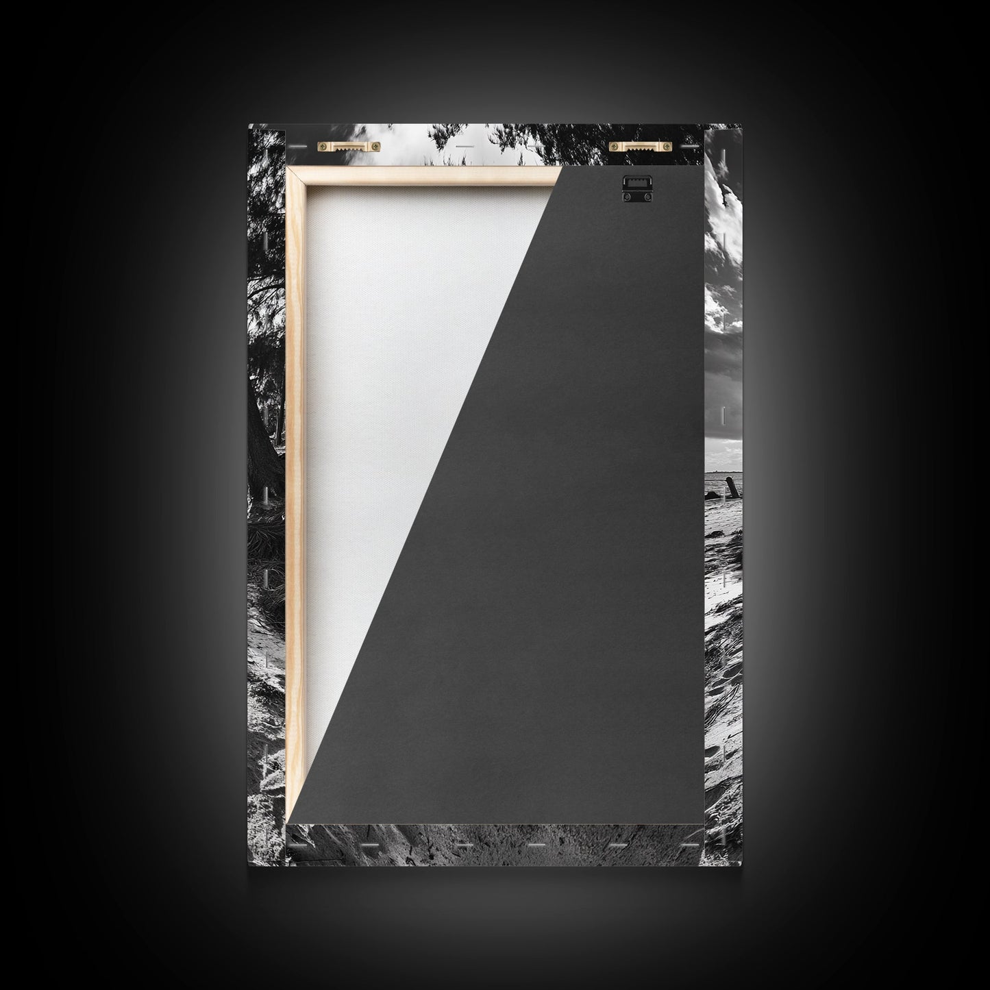 Tent, Beach, Sunset, Trees - Rustic camping coastal escape vibe, Framed Canvas Print, ideal bedroom or adventure nursery decor, outdoor art