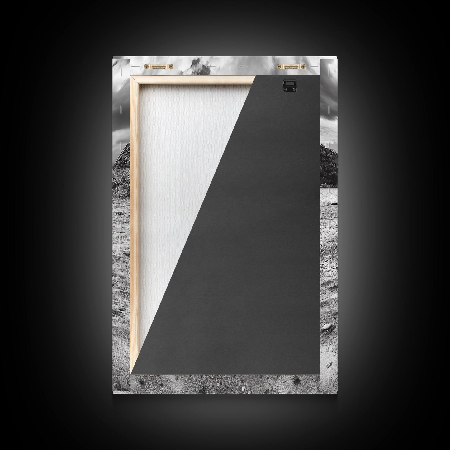 Canoe, Shoreline, Dramatic, Sky - canoe landscape Canvas Print, rustic wall art, entryway decor, nature photography, monochrome mountain