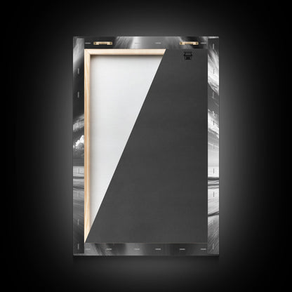 Stormy Sky Ship, Dramatic Seascape, Black White Photography, Ocean Nautical Decor, Framed Canvas Print, Coastal Wall Art, Moody Minimalist