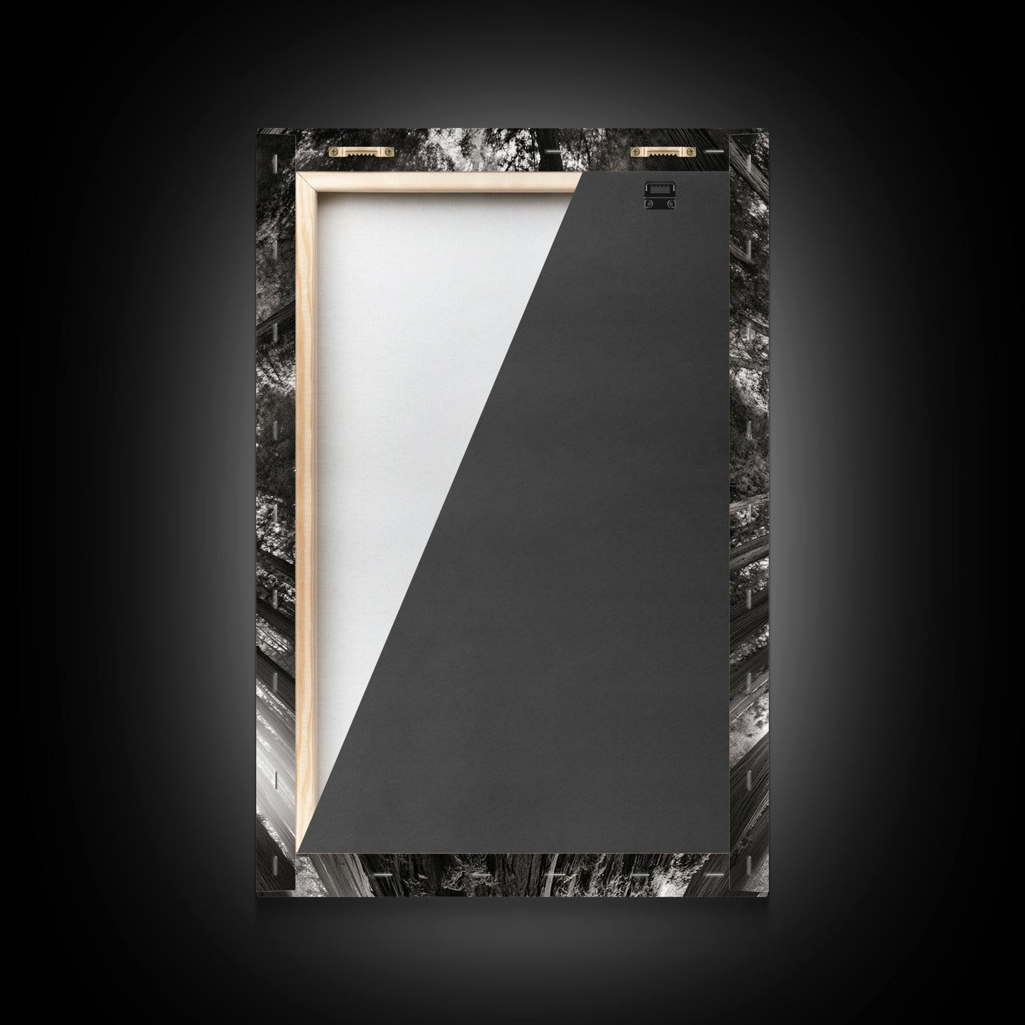 Redwood Canopy Sky, Majestic Forest Trees, Vertical Nature Scene, Framed Canvas Print, Wilderness Wall Art, Lodge or Den Decor