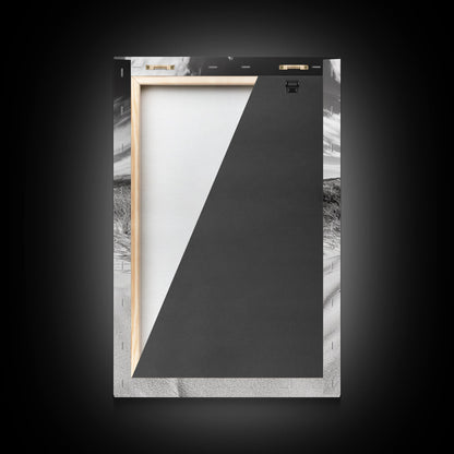 Desert Footprints Path, Dune Art, Wanderlust Vibes, Monochrome Landscape, Framed Canvas Print, Bedroom Wall Decor, Minimalist Travel