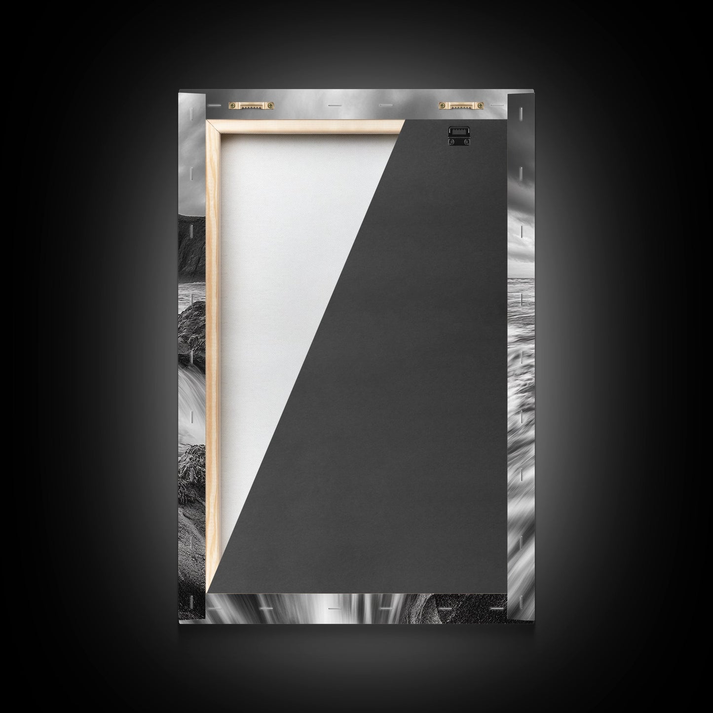 Sea Stacks Seascape, Ocean Art, Moody Coastline Print, Nature Photography, Framed Canvas Print, Living Room Wall Art, Black White Seaside