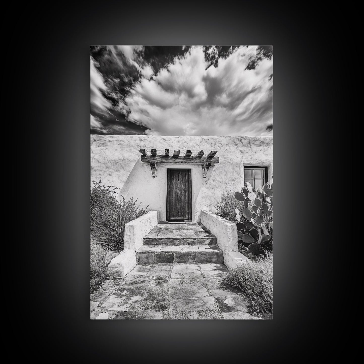 Desert Doorway, Rustic Adobe, Southwestern Style, Framed Canvas Print, Entryway Art, Neutral Wall Art, Minimalist Home Decor