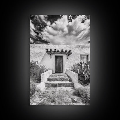 Desert Doorway, Rustic Adobe, Southwestern Style, Framed Canvas Print, Entryway Art, Neutral Wall Art, Minimalist Home Decor