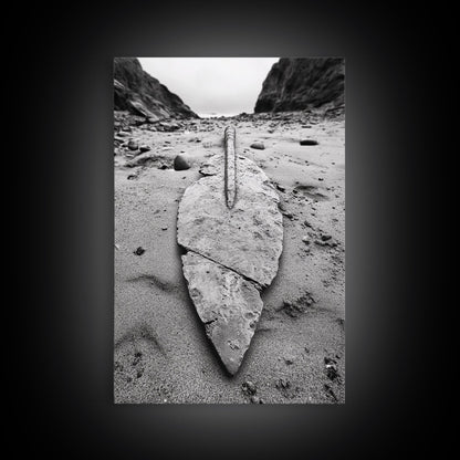 Fossil Rock Shore, Beach Minimalism, Sand Texture Art, Canvas Print, Coastal Wall Art, Natural History Decor, Abstract Earthy Art