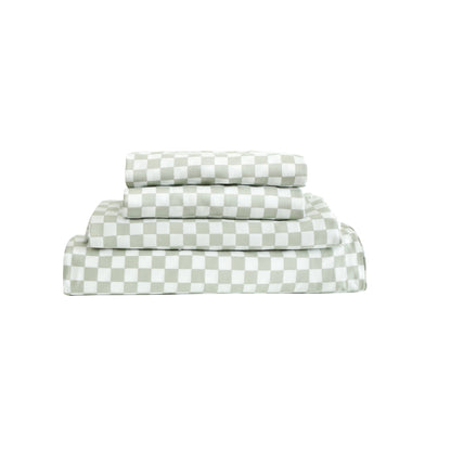 SHNUGGLE Bedding Set Sage Checker