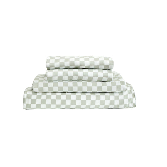 SHNUGGLE Bedding Set Sage Checker