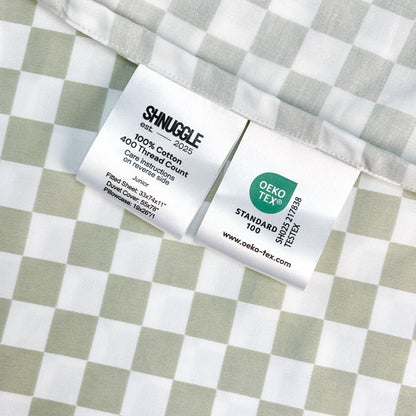 SHNUGGLE Bedding Set Sage Checker