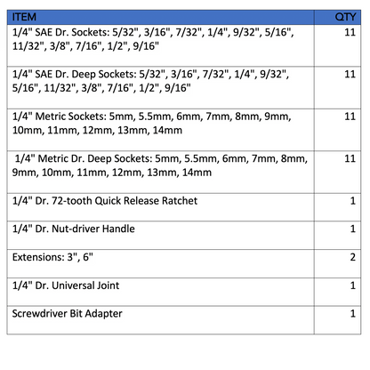 APOLLO TOOLS - DT0004-50 Piece ¼” Drive Socket Set