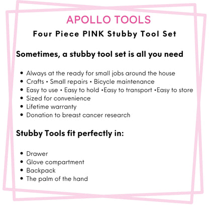 Four Piece Stubby Tool Set - Pink- DT0240P