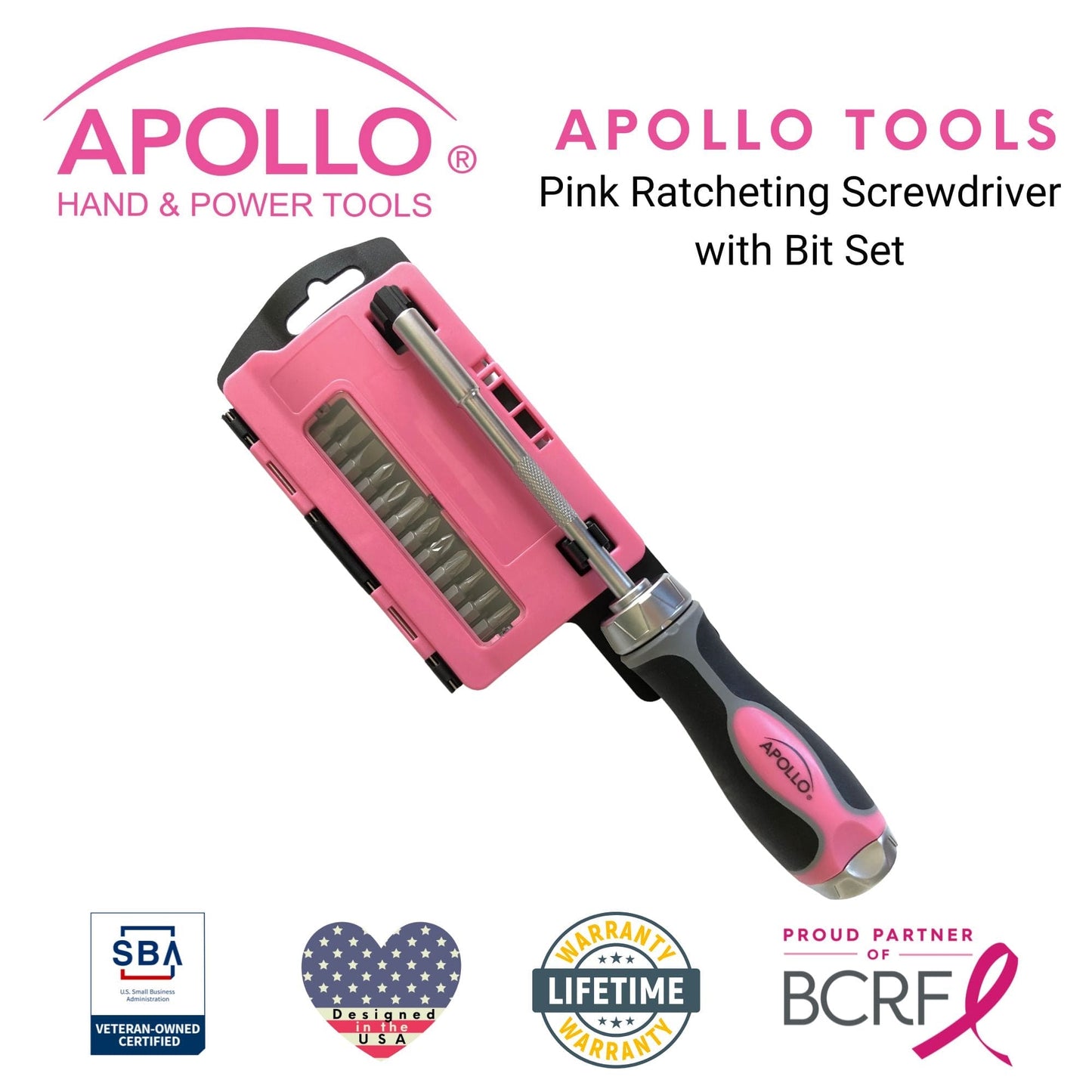 13-in-1 Ratcheting Screwdriver with Bit Set – Pink -- DT5021P