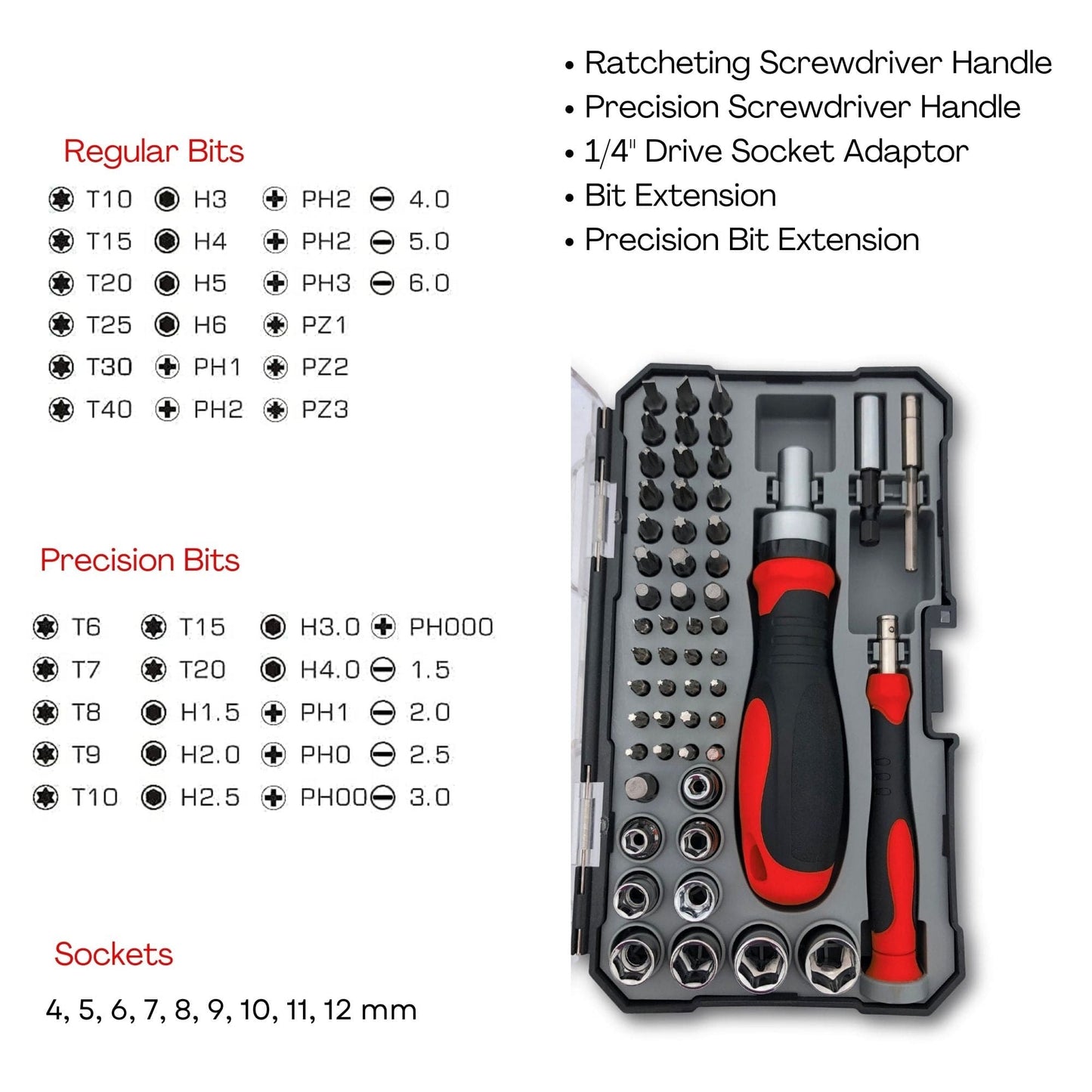 55 Piece Metric Tool Set with Ratcheting Bit Driver, Precision Bit Driver and Bit Assortment - DT5024