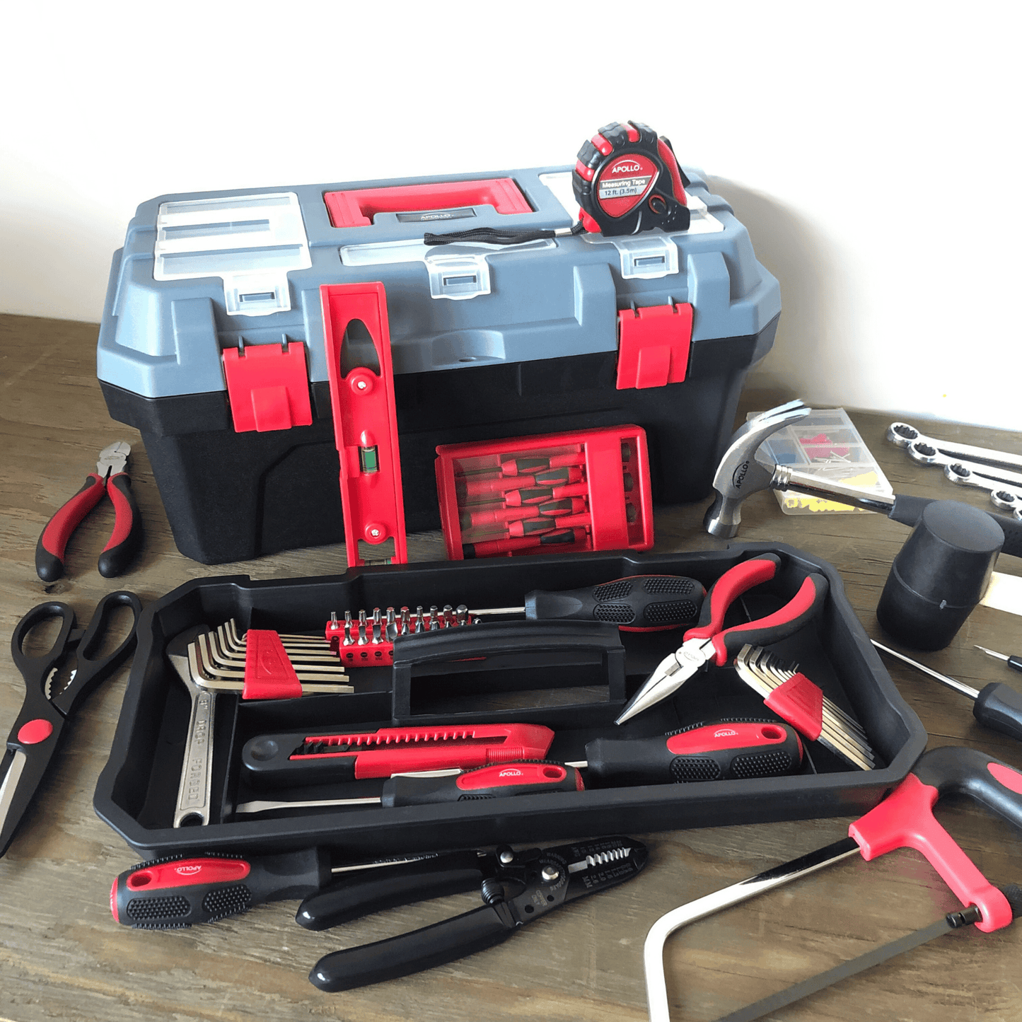 Red 170 Piece Household Tool Kit with New and Improved Tool Box - DT7103