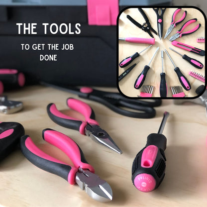 Pink 170 Piece Household Tool Kit with New and Improved Tool Box - DT7103P