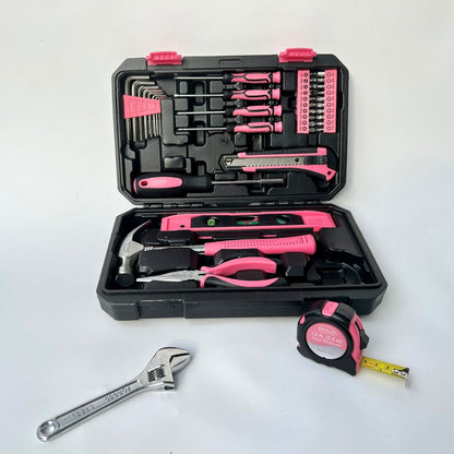 Apollo Tools New and Improved 39 Piece General Pink Tool Set in Storage Case for DIY Everyday Home Maintenance and Repairs- DT9711P