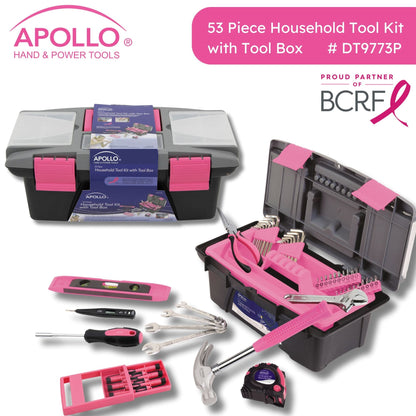 53 Piece Household Tool Kit with Tool Box Pink- DT9773P