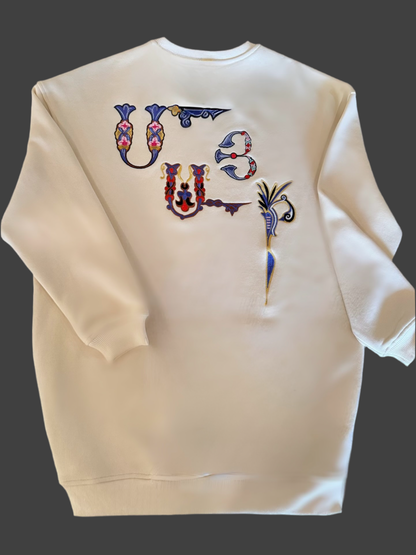 ՄԱՅՐ 100% Cotton Fleece Oversized Sweatshirt (dress) - light cream/ivory hue