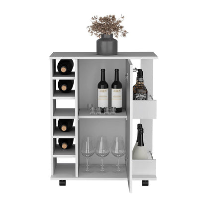 Cabot Bar Cart – Elegant Rolling Wine Cabinet with Storage & Serving Surface
