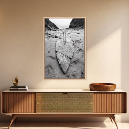 Fossil Rock Shore, Beach Minimalism, Sand Texture Art, Canvas Print, Coastal Wall Art, Natural History Decor, Abstract Earthy Art