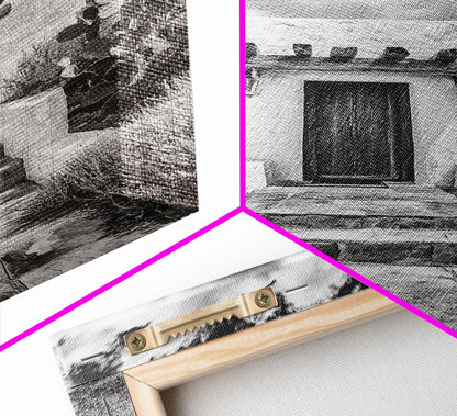 Desert Doorway, Rustic Adobe, Southwestern Style, Framed Canvas Print, Entryway Art, Neutral Wall Art, Minimalist Home Decor