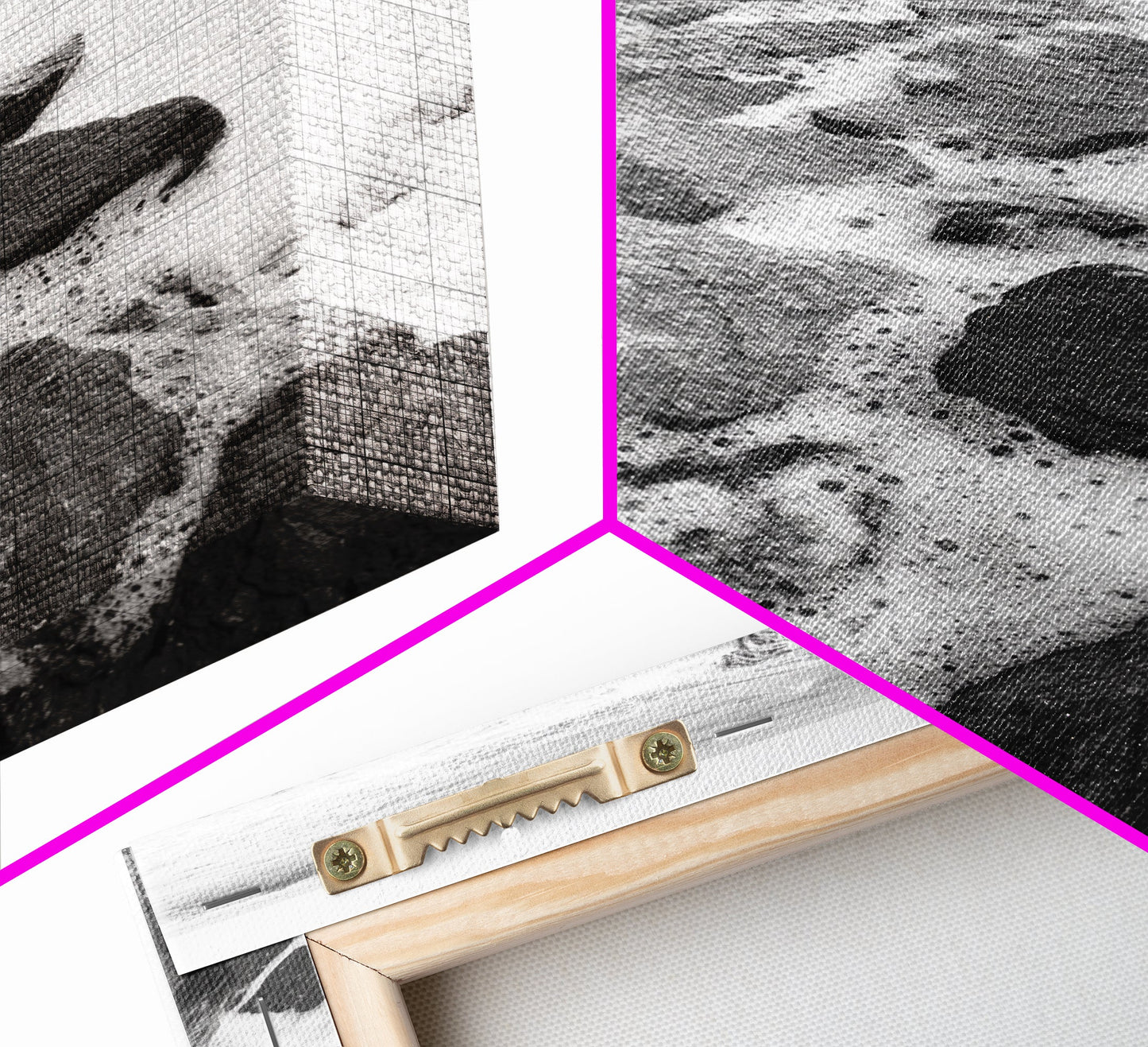 Rocky surf path, ocean jetty power, dramatic sea waves, black white beachscape, Canvas Print, bathroom wall art, nautical minimalist decor