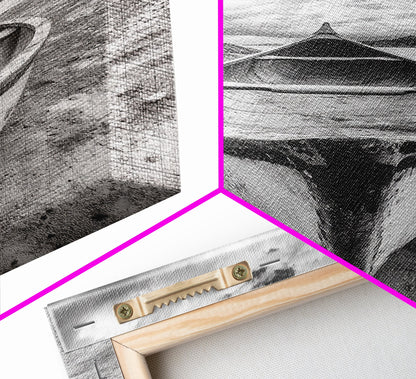 Canoe, Shoreline, Dramatic, Sky - canoe landscape Canvas Print, rustic wall art, entryway decor, nature photography, monochrome mountain