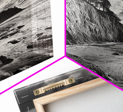 Cliffside Trees, Coastal Horizon, Rugged Seashore, Pacific Northwest Print, Framed Canvas Print, Fall Nature Wall Art, Den Decor